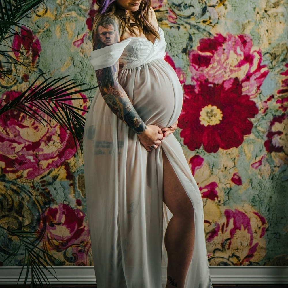 Long White Maternity Photoshoot Dress